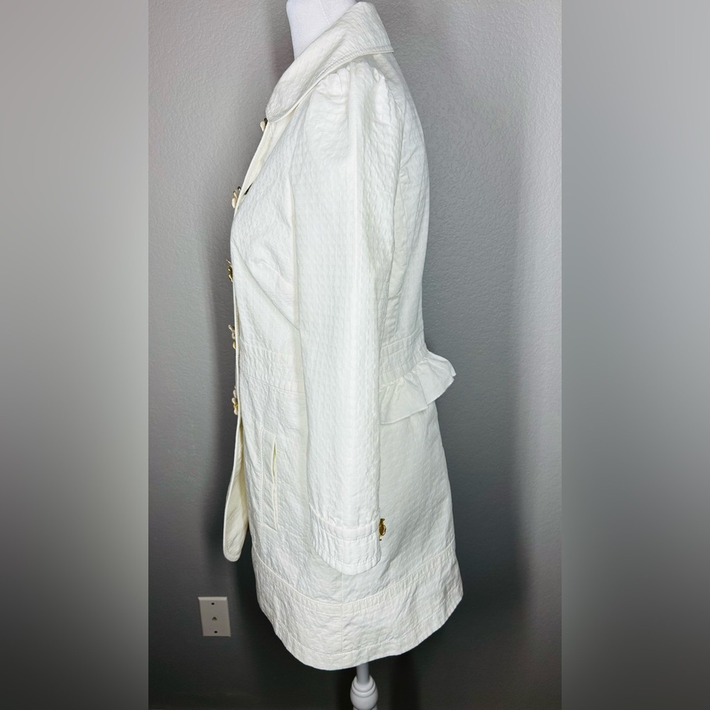 VTG Y2K 2000’s Juicy Couture Cream Double Breasted Trench Coat Size M - Picture 4 of 16